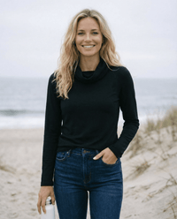 WOMENS 100% MERINO WOOL (210) COWL NECK LONG SLEEVE JUMPER BLACK EBAS569_by_EBONY_women's_in_New Zealand_ WOMENS 100% MERINO WOOL (210) COWL NECK LONG SLEEVE JUMPER BLACK EBAS569 _