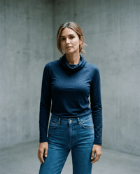 WOMENS 100% MERINO WOOL (210) COWL NECK LONG SLEEVE JUMPER FRENCH NAVY EBAS569_by_EBONY_women's_in_New Zealand_ WOMENS 100% MERINO WOOL (210) COWL NECK LONG SLEEVE JUMPER FRENCH NAVY EBAS569 _