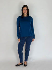 EBONY_WOMENS 100% MERINO WOOL (210) CURVE HEM LONG SLEEVE JUMPER TWILIGHT EBAS583 _ WOMENS 100% MERINO WOOL (210) CURVE HEM LONG SLEEVE JUMPER TWILIGHT EBAS583 _ Ebony Boutique NZ