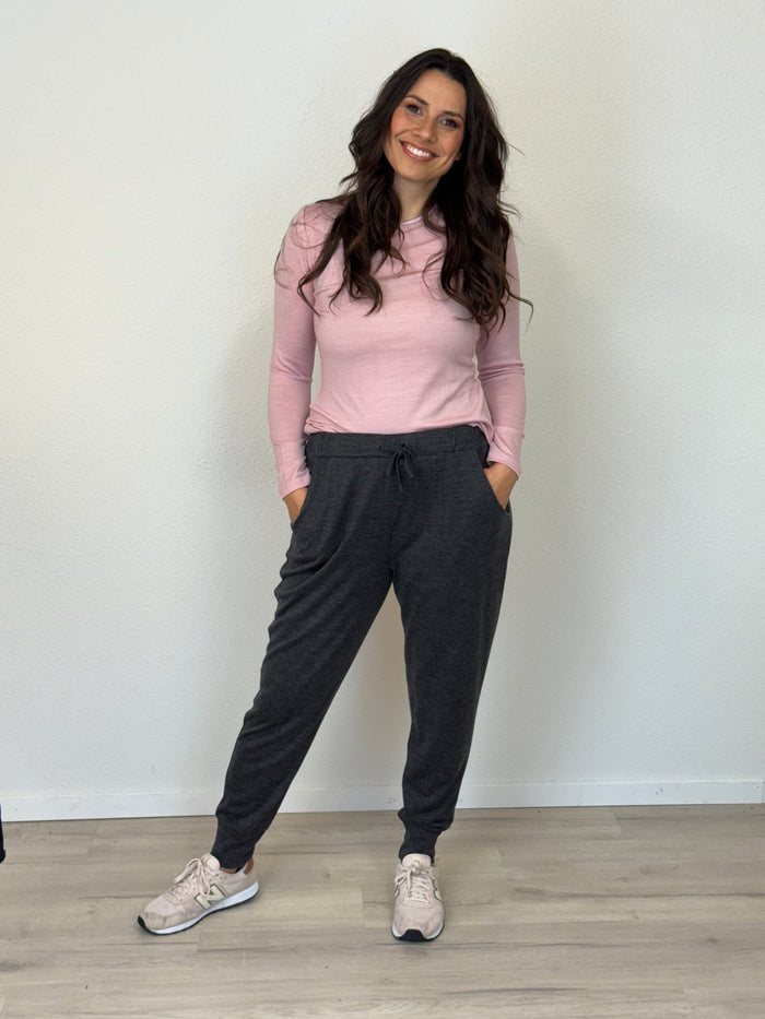 EBONY_WOMEN'S 100% MERINO WOOL (210) JOGGER PANTS CHARCOAL _ WOMEN'S 100% MERINO WOOL (210) JOGGER PANTS CHARCOAL _ Ebony Boutique NZ