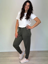 EBONY_WOMEN'S 100% MERINO WOOL (210) JOGGER PANTS KHAKI _ WOMEN'S 100% MERINO WOOL (210) JOGGER PANTS KHAKI _ Ebony Boutique NZ
