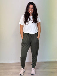 EBONY_WOMEN'S 100% MERINO WOOL (210) JOGGER PANTS KHAKI _ WOMEN'S 100% MERINO WOOL (210) JOGGER PANTS KHAKI _ Ebony Boutique NZ