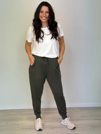 EBONY_WOMEN'S 100% MERINO WOOL (210) JOGGER PANTS KHAKI _ WOMEN'S 100% MERINO WOOL (210) JOGGER PANTS KHAKI _ Ebony Boutique NZ