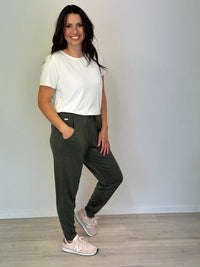 EBONY_WOMEN'S 100% MERINO WOOL (210) JOGGER PANTS KHAKI _ WOMEN'S 100% MERINO WOOL (210) JOGGER PANTS KHAKI _ Ebony Boutique NZ