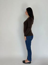 EBONY_WOMEN'S 100% MERINO WOOL (210) LONG SLEEVE CREW TOP CHOCOLATE EBAS553 _ WOMEN'S 100% MERINO WOOL (210) LONG SLEEVE CREW TOP CHOCOLATE EBAS553 _ Ebony Boutique NZ