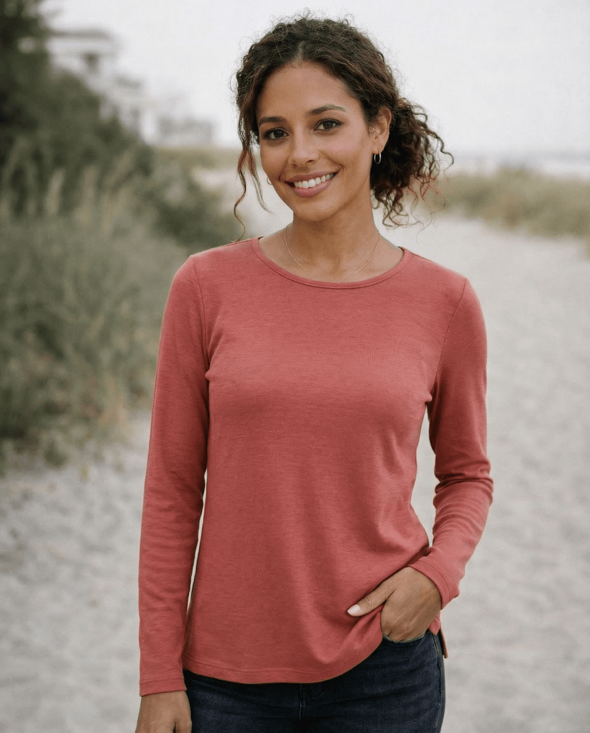 WOMEN'S 100% MERINO WOOL (210) LONG SLEEVE CREW TOP EBAS553_by_EBONY_women's_in_New Zealand_ WOMEN'S 100% MERINO WOOL (210) LONG SLEEVE CREW TOP EBAS553 _