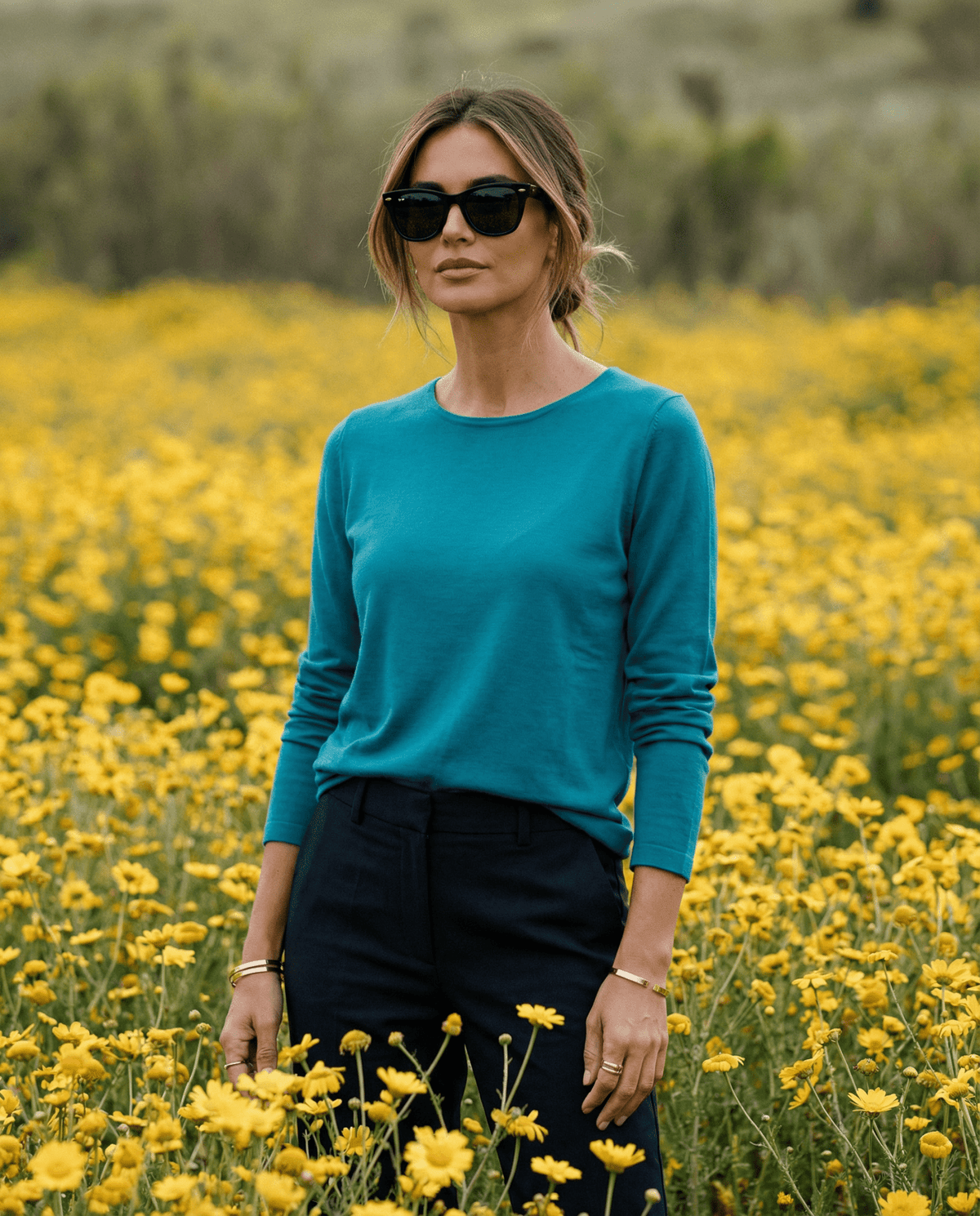 WOMEN'S 100% MERINO WOOL (210) LONG SLEEVE CURVE HEM TOP TEAL EBAS583_by_EBONY_women's_in_New Zealand_ WOMEN'S 100% MERINO WOOL (210) LONG SLEEVE CURVE HEM TOP TEAL EBAS583 _