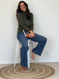 EBONY_WOMEN'S 100% MERINO WOOL (210) LONG SLEEVE HIGH NECK TOP KHAKI _ WOMEN'S 100% MERINO WOOL (210) LONG SLEEVE HIGH NECK TOP KHAKI _ Ebony Boutique NZ