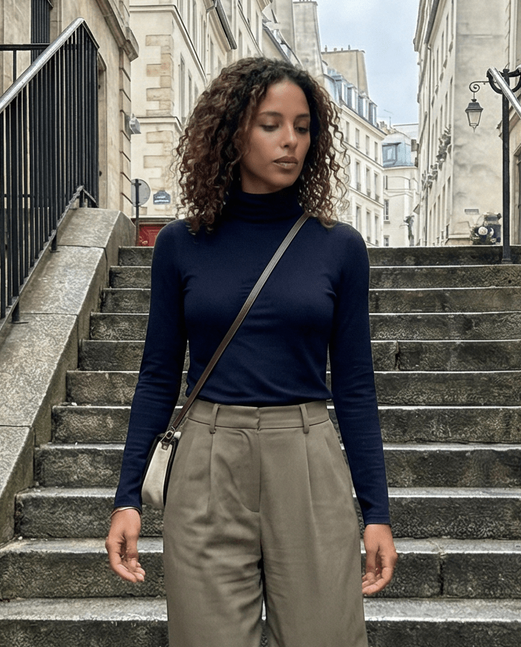 WOMEN'S 100% MERINO WOOL (210) LONG SLEEVE TURTLE NECK JUMPER FRENCH NAV EBAS504_by_EBONY_women's_in_New Zealand_ WOMEN'S 100% MERINO WOOL (210) LONG SLEEVE TURTLE NECK JUMPER FRENCH NAV EBAS504 _