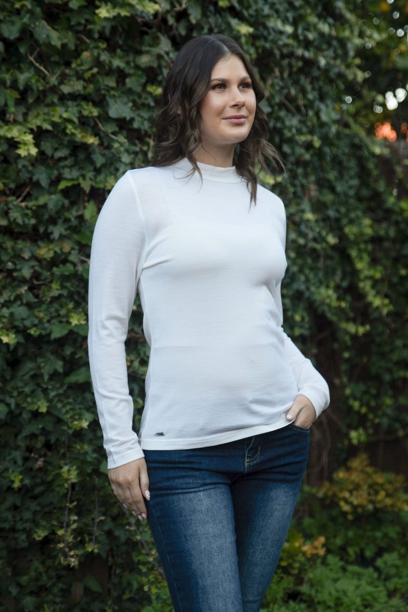 EBONY_WOMEN'S 100% MERINO WOOL (210) LONG SLEEVE TURTLE NECK JUMPER IVORY EBAS504 _ WOMEN'S 100% MERINO WOOL (210) LONG SLEEVE TURTLE NECK JUMPER IVORY EBAS504 _ Ebony Boutique NZ