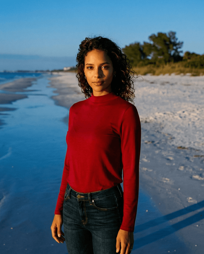 WOMEN'S 100% MERINO WOOL (210) LONG SLEEVE TURTLE NECK JUMPER RUBY EBAS504_by_EBONY_women's_in_New Zealand_ WOMEN'S 100% MERINO WOOL (210) LONG SLEEVE TURTLE NECK JUMPER RUBY EBAS504 _