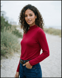 WOMEN'S 100% MERINO WOOL (210) LONG SLEEVE TURTLE NECK JUMPER RUBY EBAS504_by_EBONY_women's_in_New Zealand_ WOMEN'S 100% MERINO WOOL (210) LONG SLEEVE TURTLE NECK JUMPER RUBY EBAS504 _