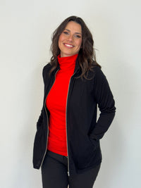 EBONY_WOMENS MERINO JACKET 100% WOOLLEN CURVED PANELS LONG SLEEVES BLACK _ WOMENS MERINO JACKET 100% WOOLLEN CURVED PANELS LONG SLEEVES BLACK _ Ebony Boutique NZ