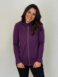 EBONY_WOMENS MERINO JACKET 100% WOOLLEN CURVED PANELS LONG SLEEVES ITALIAN PLUM _ WOMENS MERINO JACKET 100% WOOLLEN CURVED PANELS LONG SLEEVES ITALIAN PLUM _ Ebony Boutique NZ