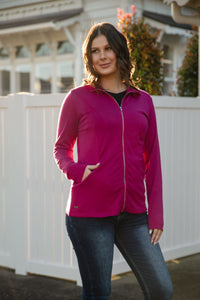 EBONY_WOMENS MERINO JACKET 100% WOOLLEN CURVED PANELS LONG SLEEVES RASPBERRY _ WOMENS MERINO JACKET 100% WOOLLEN CURVED PANELS LONG SLEEVES RASPBERRY _ Ebony Boutique NZ