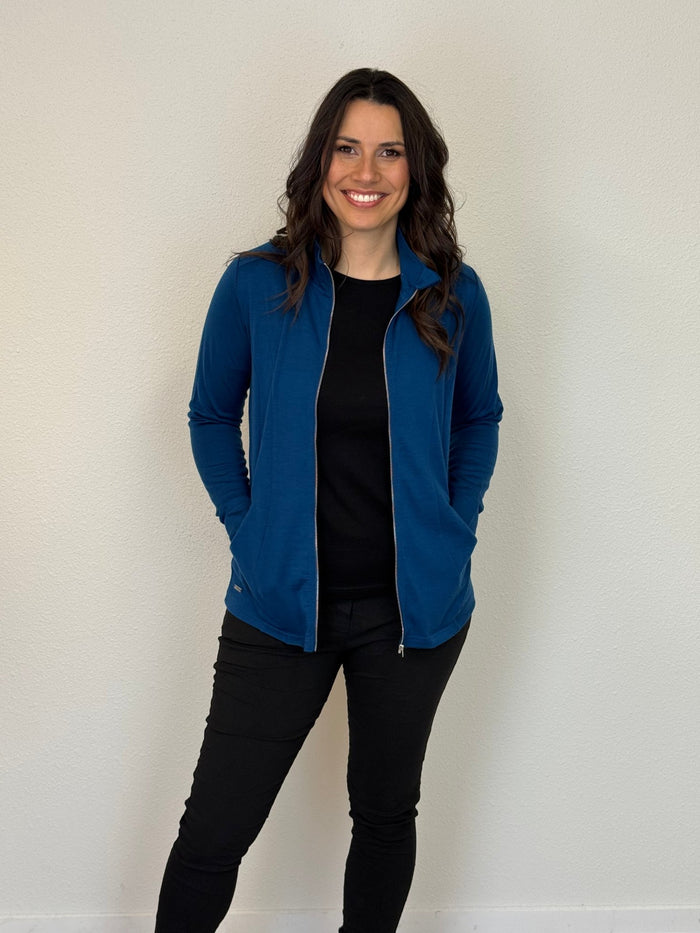 EBONY_WOMENS MERINO JACKET 100% WOOLLEN CURVED PANELS LONG SLEEVES TWILIGHT _ WOMENS MERINO JACKET 100% WOOLLEN CURVED PANELS LONG SLEEVES TWILIGHT _ Ebony Boutique NZ