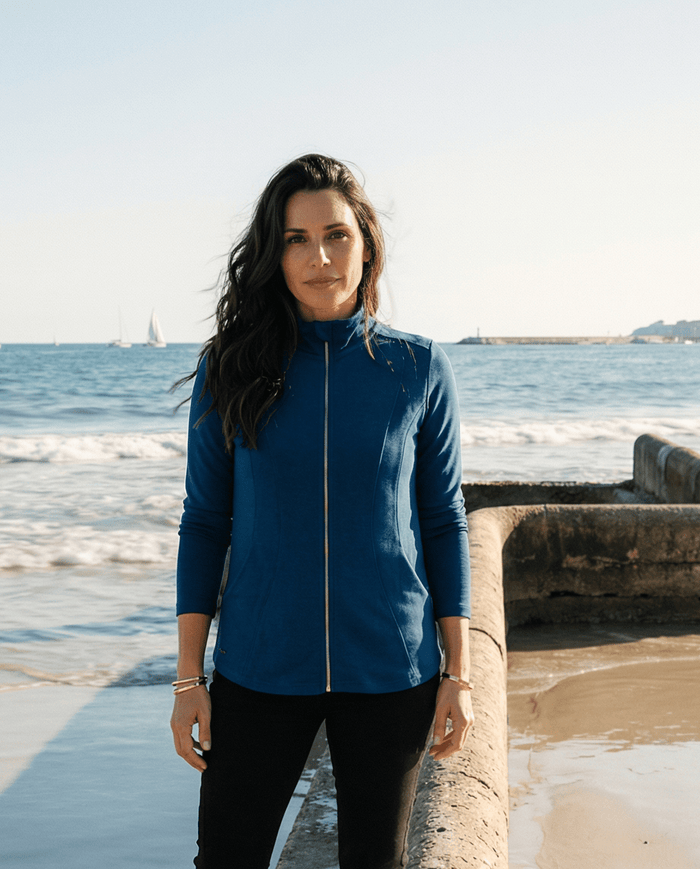 WOMENS MERINO JACKET 100% WOOLLEN CURVED PANELS LONG SLEEVES TWILIGHT EBAS421_by_EBONY_women's_in_New Zealand_ WOMENS MERINO JACKET 100% WOOLLEN CURVED PANELS LONG SLEEVES TWILIGHT EBAS421 _