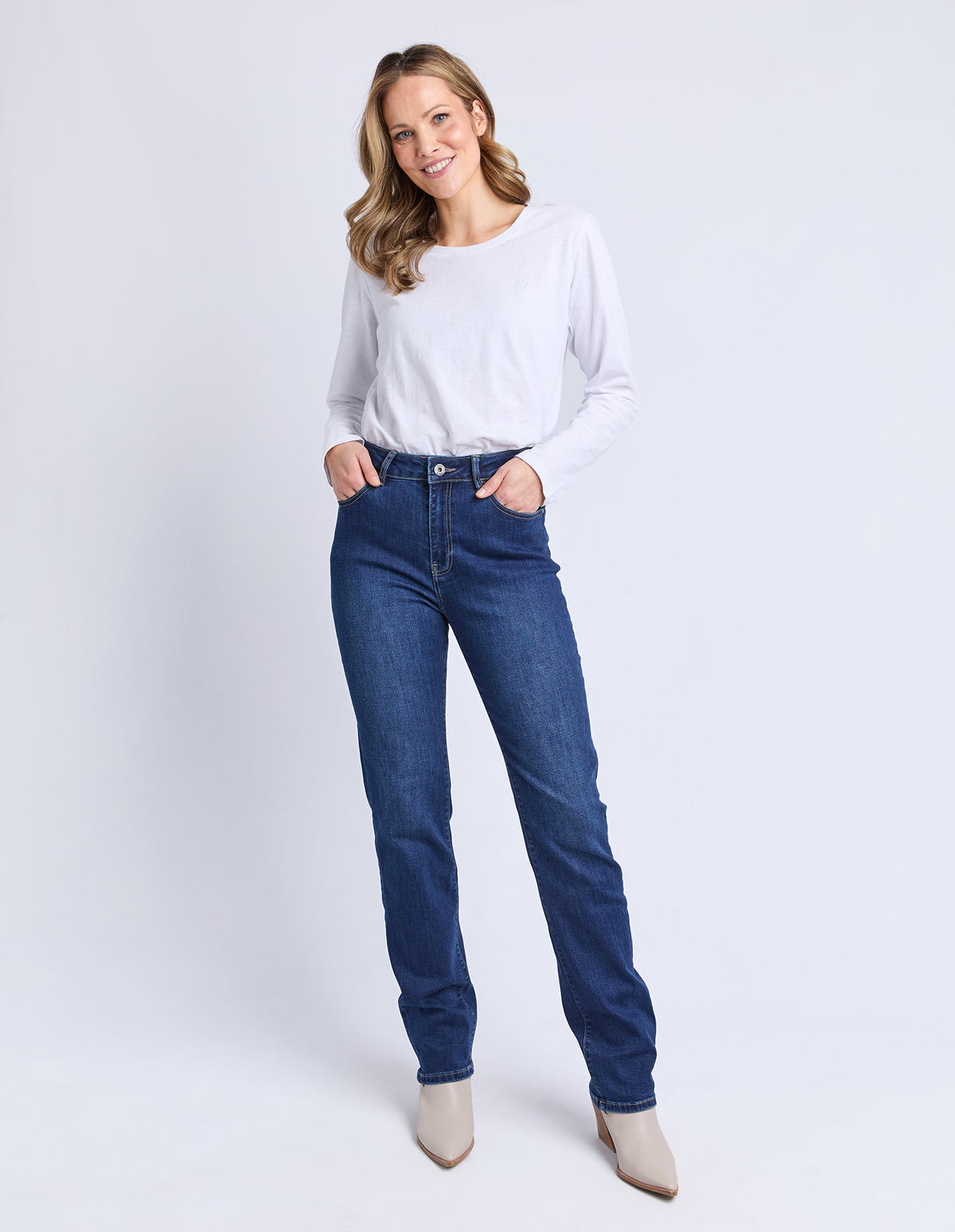 ADA FULL LENGTH JEAN DARK BLUE WASH_by_ELM_women's_in_New Zealand_ MODEL _