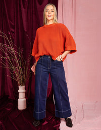 ANDO PIN TUCK JEAN DARK BLUE WASH_by_ELM_women's_in_New Zealand_ FEATURED / FRONT _