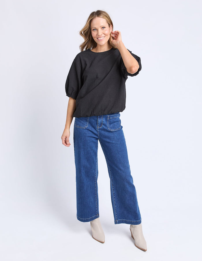 ASTRID TOP BLACK_by_ELM_women's_in_New Zealand_ MODEL _