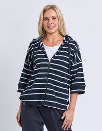 BEACHY HOODIE - STRIPE NAVY / WHITE STRIPE_by_ELM_women's_in_New Zealand_ FEATURED / FRONT _