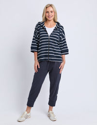 BEACHY HOODIE - STRIPE NAVY / WHITE STRIPE_by_ELM_women's_in_New Zealand_ MODEL _