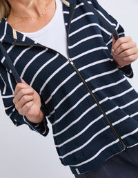 BEACHY HOODIE - STRIPE NAVY / WHITE STRIPE_by_ELM_women's_in_New Zealand_ DETAIL _