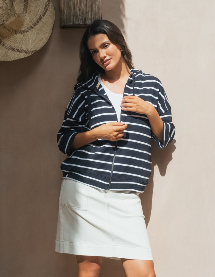 BEACHY HOODIE - STRIPE NAVY / WHITE STRIPE_by_ELM_women's_in_New Zealand_ LIFESTYLE _
