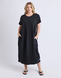 DIANA SHORT SLEEVE DRESS BLACK_by_ELM_women's_in_New Zealand_ MODEL _