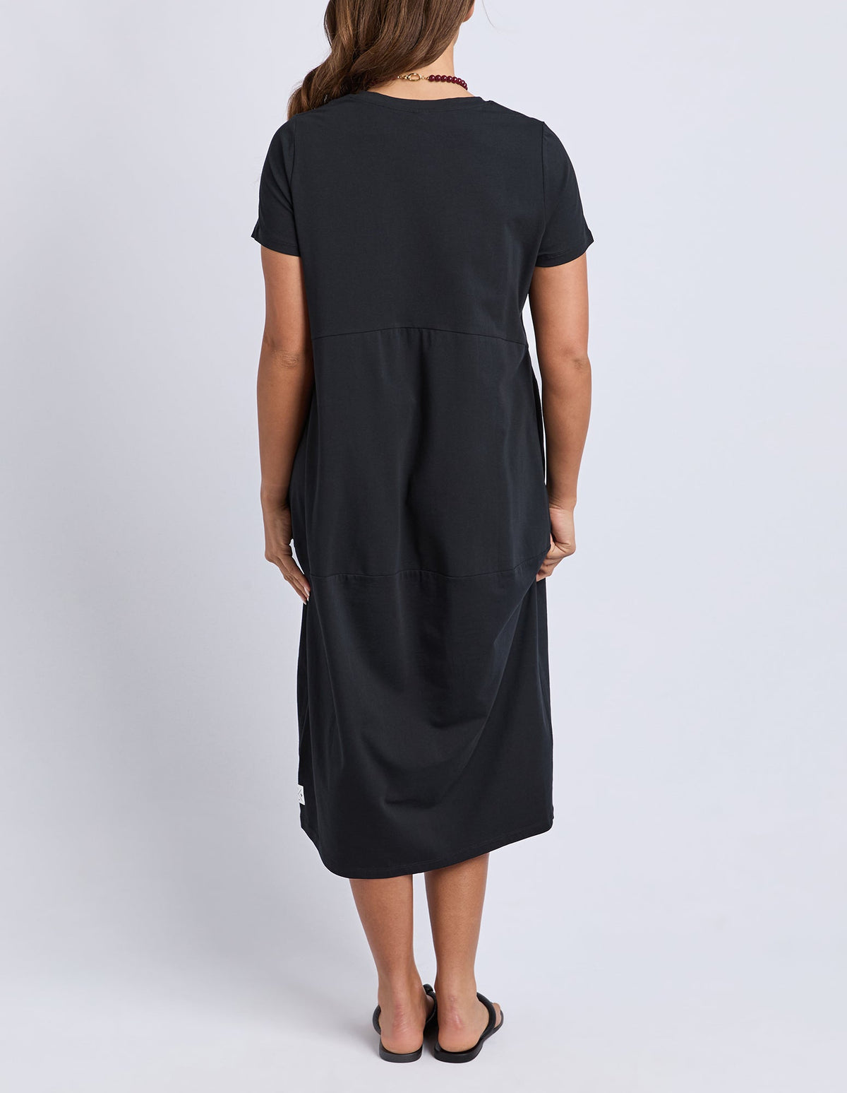 DIANA SHORT SLEEVE DRESS BLACK_by_ELM_women's_in_New Zealand_ BACK _