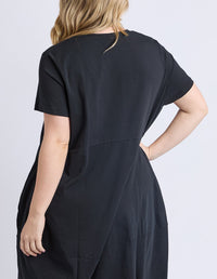 DIANA SHORT SLEEVE DRESS BLACK_by_ELM_women's_in_New Zealand_ BACK _
