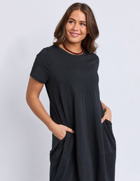 DIANA SHORT SLEEVE DRESS BLACK_by_ELM_women's_in_New Zealand_ ANGLE _