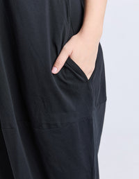 DIANA SHORT SLEEVE DRESS BLACK_by_ELM_women's_in_New Zealand_ DETAIL _