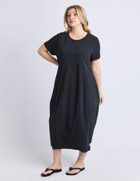 DIANA SHORT SLEEVE DRESS BLACK_by_ELM_women's_in_New Zealand_ MODEL _