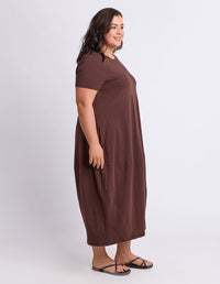 DIANA SHORT SLEEVE DRESS CHOCOLATE_by_ELM_women's_in_New Zealand_ SIDE _
