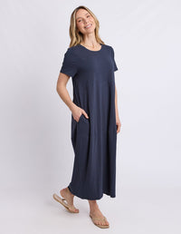 DIANA SHORT SLEEVE DRESS - NAVY_by_ELM_women's_in_New Zealand_ ANGLE _