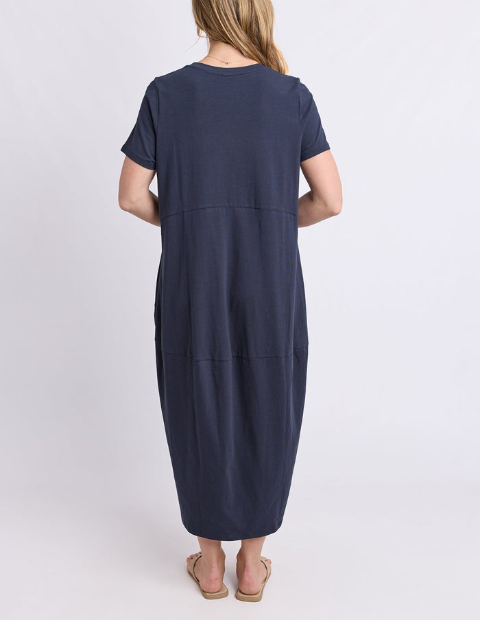 DIANA SHORT SLEEVE DRESS - NAVY_by_ELM_women's_in_New Zealand_ BACK _