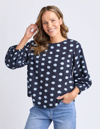 ELM_DOTTY TOP CLOUD / NAVY _ DOTTY TOP CLOUD / NAVY _ Ebony Boutique NZ