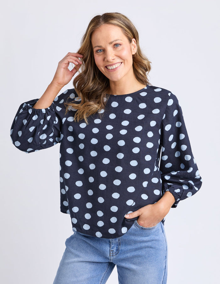 ELM_DOTTY TOP CLOUD / NAVY _ DOTTY TOP CLOUD / NAVY _ Ebony Boutique NZ