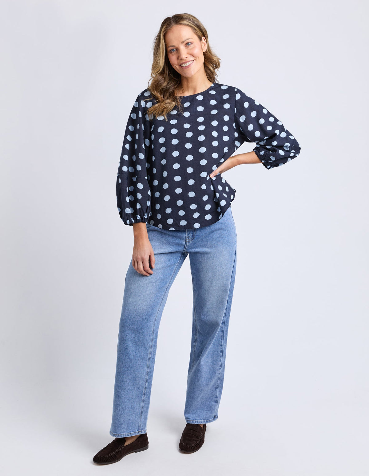 ELM_DOTTY TOP CLOUD / NAVY _ DOTTY TOP CLOUD / NAVY _ Ebony Boutique NZ