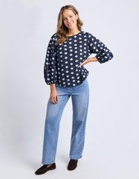 ELM_DOTTY TOP CLOUD / NAVY _ DOTTY TOP CLOUD / NAVY _ Ebony Boutique NZ
