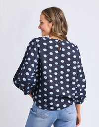 ELM_DOTTY TOP CLOUD / NAVY _ DOTTY TOP CLOUD / NAVY _ Ebony Boutique NZ