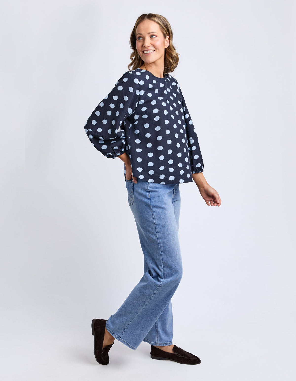 ELM_DOTTY TOP CLOUD / NAVY _ DOTTY TOP CLOUD / NAVY _ Ebony Boutique NZ
