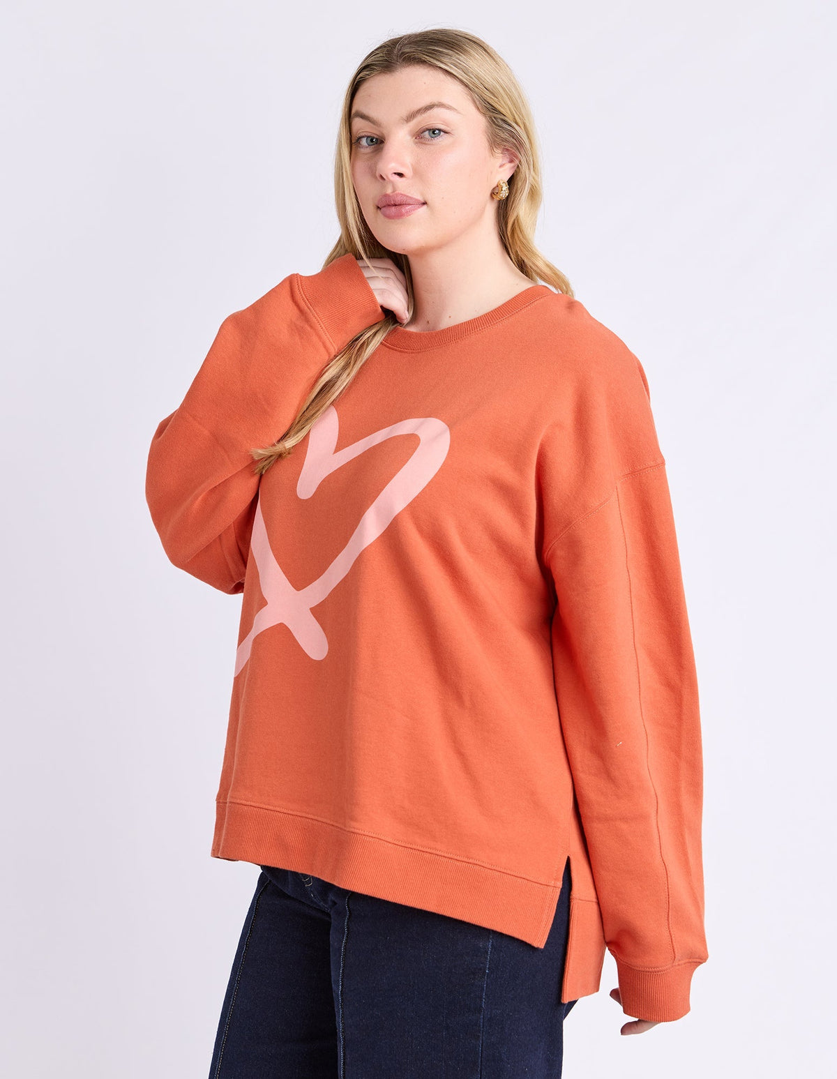 ELIN CREW ORANGE_by_ELM_women's_in_New Zealand_ SIDE _