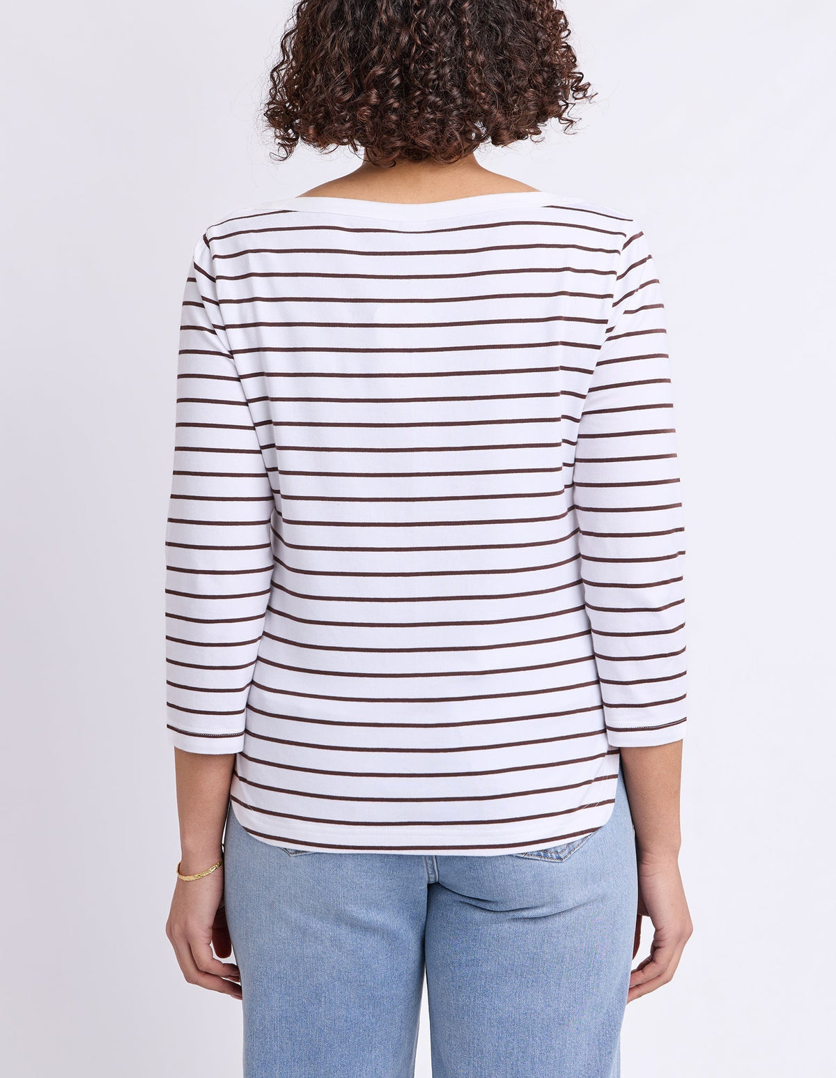 ELIZA BOAT NECK TEE WHITE/COFFEE_by_ELM_women's_in_New Zealand_ BACK _