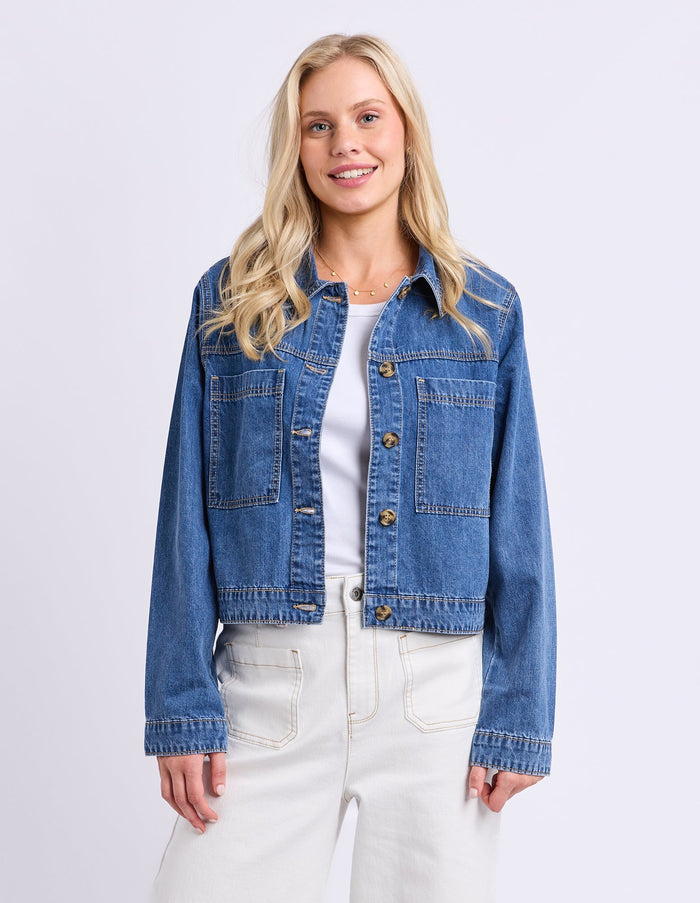 ESSIE DENIM JACKET MID BLUE WASH_by_ELM_women's_in_New Zealand_ FEATURED / FRONT _