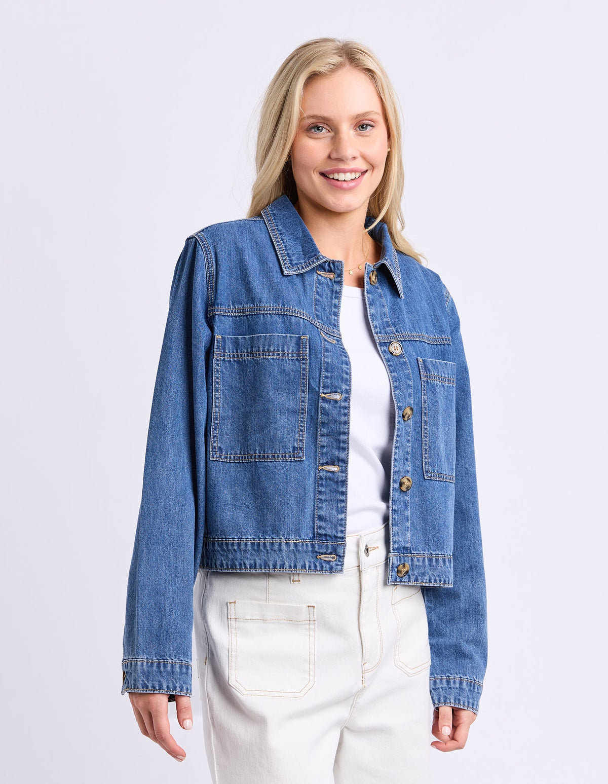 ESSIE DENIM JACKET MID BLUE WASH_by_ELM_women's_in_New Zealand_ ANGLE _