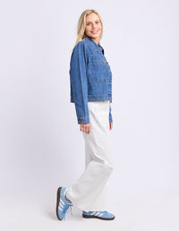 ESSIE DENIM JACKET MID BLUE WASH_by_ELM_women's_in_New Zealand_ SIDE _