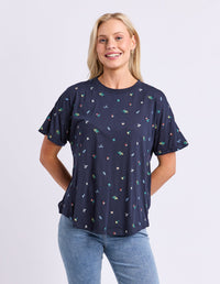 FESTIVE MARKET TEE NAVY_by_ELM_women's_in_New Zealand_ ANGLE _