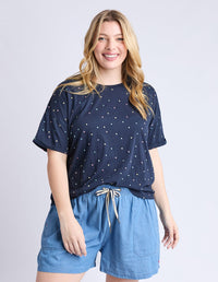 ELM_FESTIVE SPOT TEE NAVY _ FESTIVE SPOT TEE NAVY _ Ebony Boutique NZ